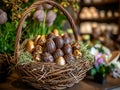 Elegant Easter Basket with Gourmet Chocolate Eggs