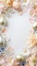 Elegant Easter Card Design with Foil Accented Border and Floral Watercolor Garland