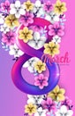 elegant eight number womens day 8 march holiday celebration banner flyer or greeting card