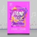 Elegant paint music festival flyer in creative style with modern sound wave shape design
