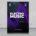 Elegant colorful electronic music festival flyer in creative style with modern sound wave shape design