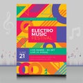 Elegant colorful electronic music festival flyer in creative style with modern sound wave shape design