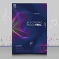 Elegant colorful electronic music party festival flyer in creative style with modern sound wave shape design