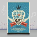 elegant electronic ROCK music festival flyer in creative style with modern sound wave shape design
