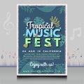 Elegant tropical music fest festival flyer in creative style with modern sound wave shape design Royalty Free Stock Photo