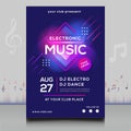 Elegant electronic music party festival flyer in creative style with modern sound wave shape design