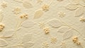 Elegant embossed floral pattern on textured cream paper. Generative AI