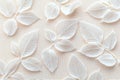 Elegant Embossed White Leaf Pattern on Soft Neutral Background, Ideal for Design and Sophistication Royalty Free Stock Photo