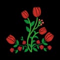 Elegant embroidery decorative roses flowers design floral style