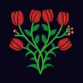 Elegant embroidery decorative tulip flowers design floral style