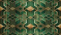 Elegant emerald and gold geometric art deco design with intricate linear patterns and subtle textural elements. Generative AI Royalty Free Stock Photo