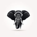Elegant Realism: Silhouette Of Elephant Head Icon Illustration