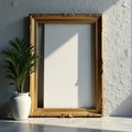 Elegant empty gold frame on grey concrete, ample copy space , concrete, texture, composition