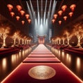 Elegant Empty Red Carpet: Illuminated Fashion Runway\