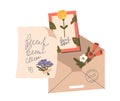 Elegant Envelope Adorned With Vibrant Blooms Encase Heartfelt Letters, Crafting A Fragrant Symphony Of Emotions