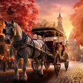 Elegant Escapades: Graceful Horses Pulling Carriages