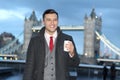 Elegant ethnic businessman around London Bridge Royalty Free Stock Photo