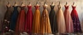 Elegant Evening Gowns: Minimalist Elegance Meets Splendid Colors. Concept Elegant Evening Gowns,