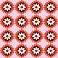 This elegant and eye-catching floral pattern features stylized geometric flowers in red and white