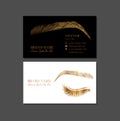 Elegant Eyebrow Artist Mua Business Card Design Template with Brows Logo Royalty Free Stock Photo