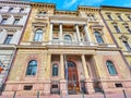 The facade of historic Adam Palace, Budapest, Hungary