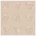 Elegant faces chalk silhouette collections