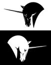 Unicorn horse profile head black and white vector design set Royalty Free Stock Photo