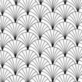 Elegant Fan Pattern Repeating. Monochrome Vector Illustration. Flat Retro Style