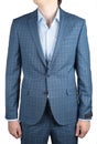 Elegant fashion light blue plaid suit jacket, men wedding clothe Royalty Free Stock Photo