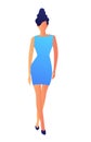 Elegant fashion model in dress vector illustration.