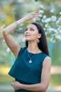 Elegant fashion model pose for spring catalog of jewelery and ac Royalty Free Stock Photo