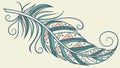Elegant Feather Decorative Element, with intricate blue and green patterns. vector design Generative AI Royalty Free Stock Photo