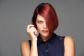 Elegant female fashion model with short red hair Royalty Free Stock Photo