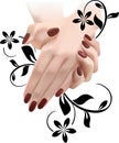 Elegant female hands in floral ornament