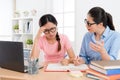 Elegant female tutor explaining school homework Royalty Free Stock Photo