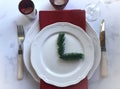 Elegant and festive Christmas Table Setting. Royalty Free Stock Photo