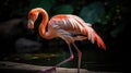 A preening pink flamingo balancing on one leg created with Generative AI Royalty Free Stock Photo