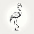 Elegant Flamingo Standing on One Leg in Minimalist Flat Style for Logo Design. Royalty Free Stock Photo