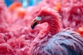 Elegant Flamingo in Vivid Colorful Surroundings. generative ai