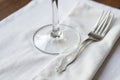 Elegant Flatware Setting A close up, top down view of an elegant dinner setting. Polished silver forks, Royalty Free Stock Photo