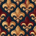 Elegant Fleur-de-lis Textile Pattern AI Generated Royalty Free Stock Photo