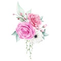 Elegant floral arrangement with various flowers for cards composition elements