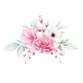 Elegant floral arrangement with various flowers for cards composition elements