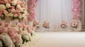 Elegant Floral Arrangements Decorating a Wedding Venue. Generative ai Royalty Free Stock Photo