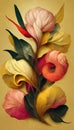 Elegant floral background in Renaissance style. Retro flower art design. Generative AI