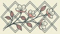 Elegant Floral Branches Intertwined with Diamond Pattern, vector design Generative AI Royalty Free Stock Photo