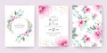 Elegant floral cards. Wedding invitation template set with flowers border & pattern for save the date, greeting, poster, and cover Royalty Free Stock Photo