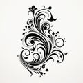 Elegant Floral Design In Black And White With Swirling Vortexes