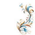 Colorful Fantasy Realism: Blue And Orange Floral Pattern On White Background