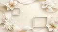 Elegant White Flowers Ribbons with Blank Frames for Text - Luxury Background Royalty Free Stock Photo